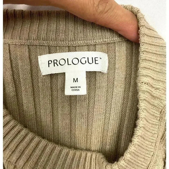 Light Brown Long Sleeve Ribbed Sweater Dress MEDIUM Pullover Prologue - Picture 3 of 9